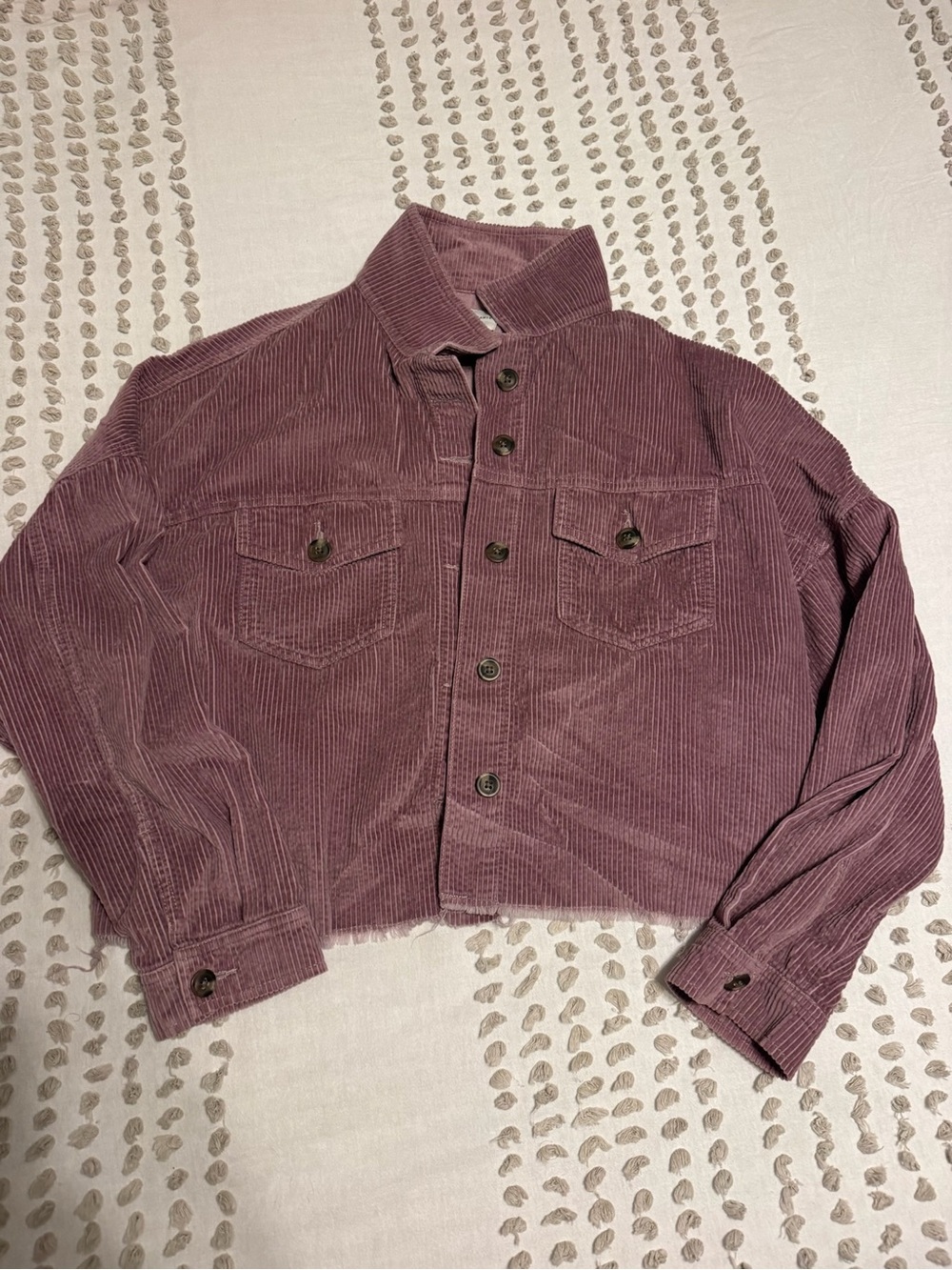 Corduroy Cropped Jacket in Dusty Mauve - Women's Jacket